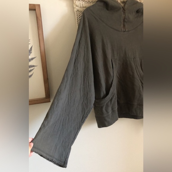 T by Alexander Wang Hoodie Sweatshirt Frayed Wide Sleeves Perforated Oversized - Picture 2 of 5